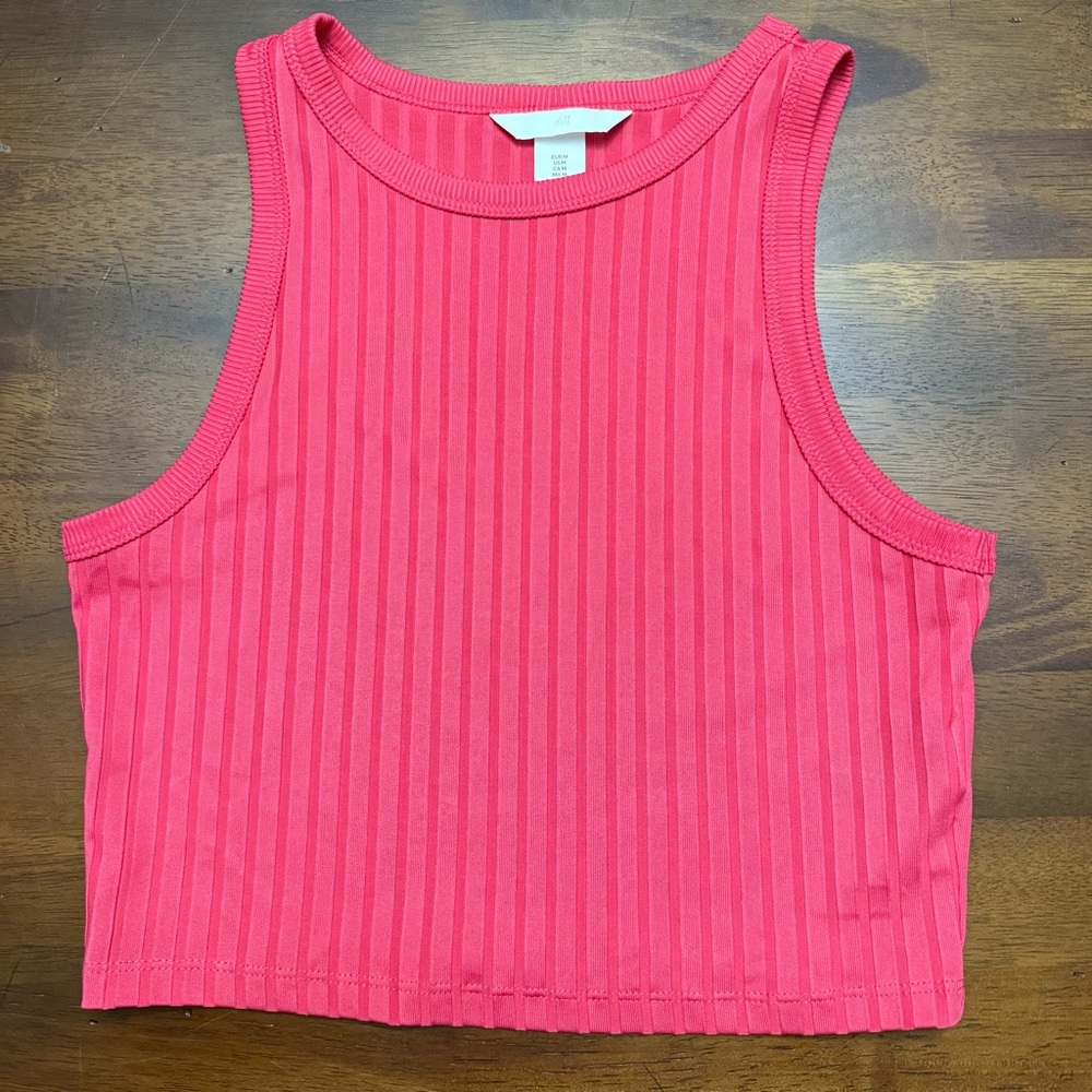 H&M Vibrant Pink Ribbed Crop Top